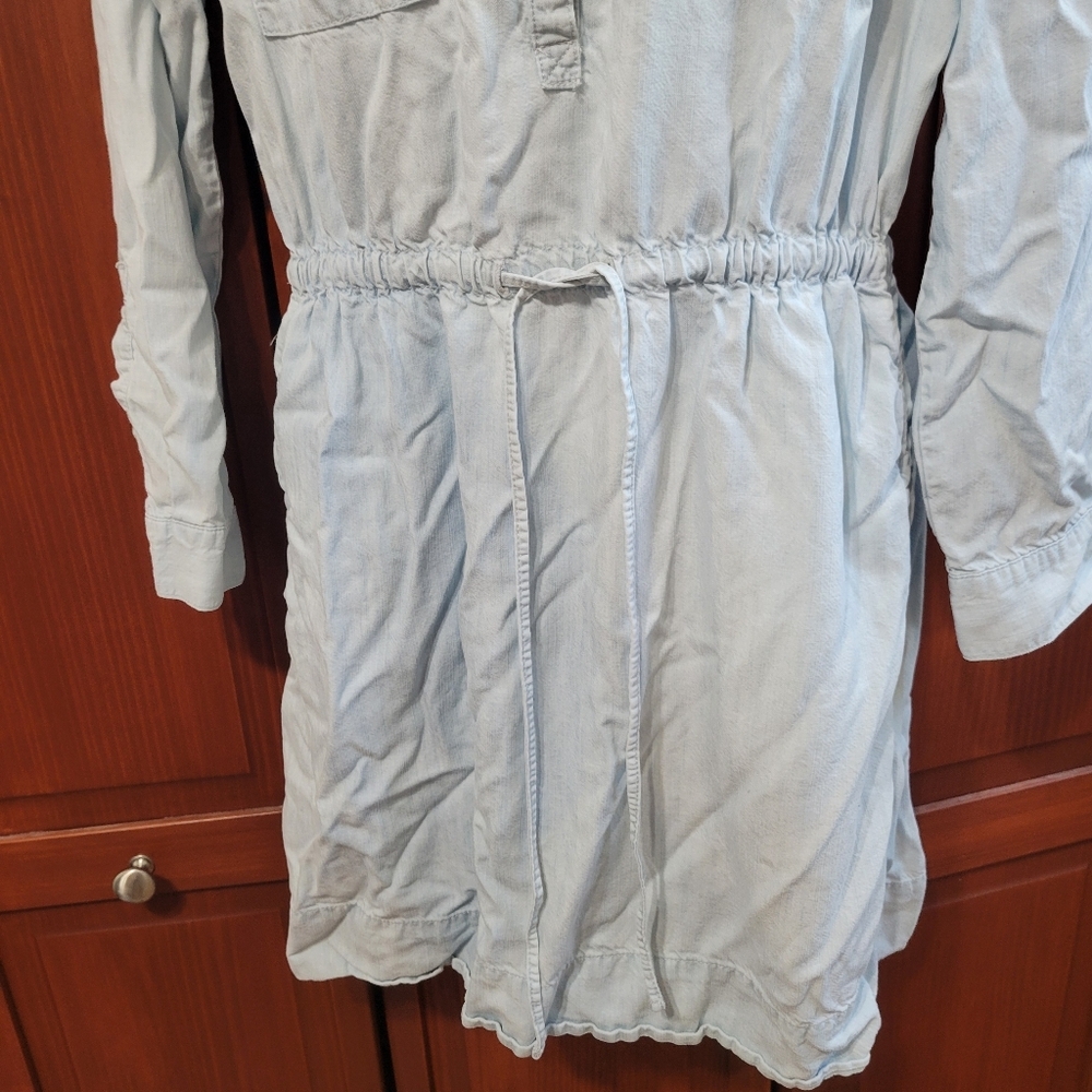 GAP Light Blue Button Up Workwear Style Dress Cinched Waist | Size Medium - Picture 6 of 12